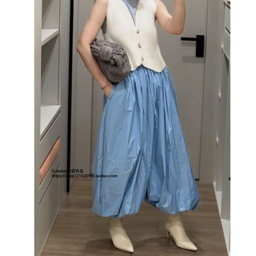 2025夏欧美宽松束脚9分灯笼裤女
