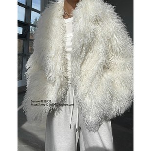 coat Furry 2025欧美时尚 人造皮毛毛外套宽松柔软加厚百搭大衣女