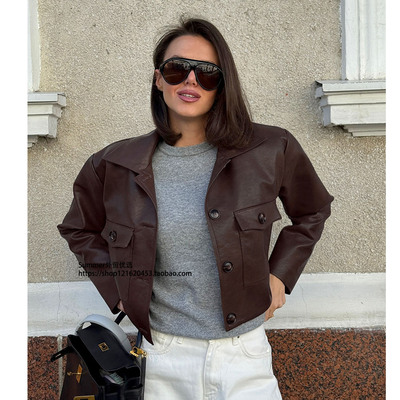 2025秋时尚机车风皮衣短款外套女