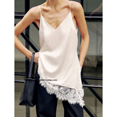V领花边蕾丝拼接吊带背心内搭上衣 vest camisole Lace patchwork