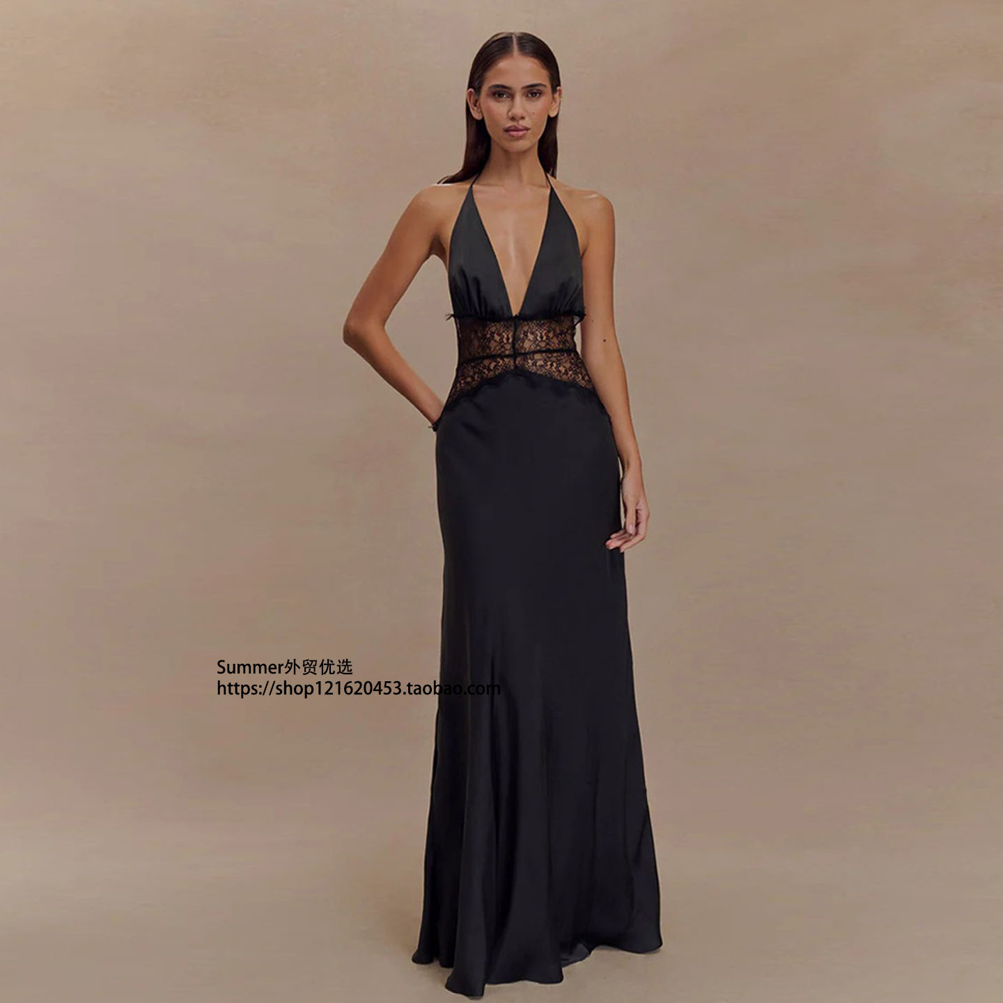 2025欧美性感露背蕾丝透视包臀裙