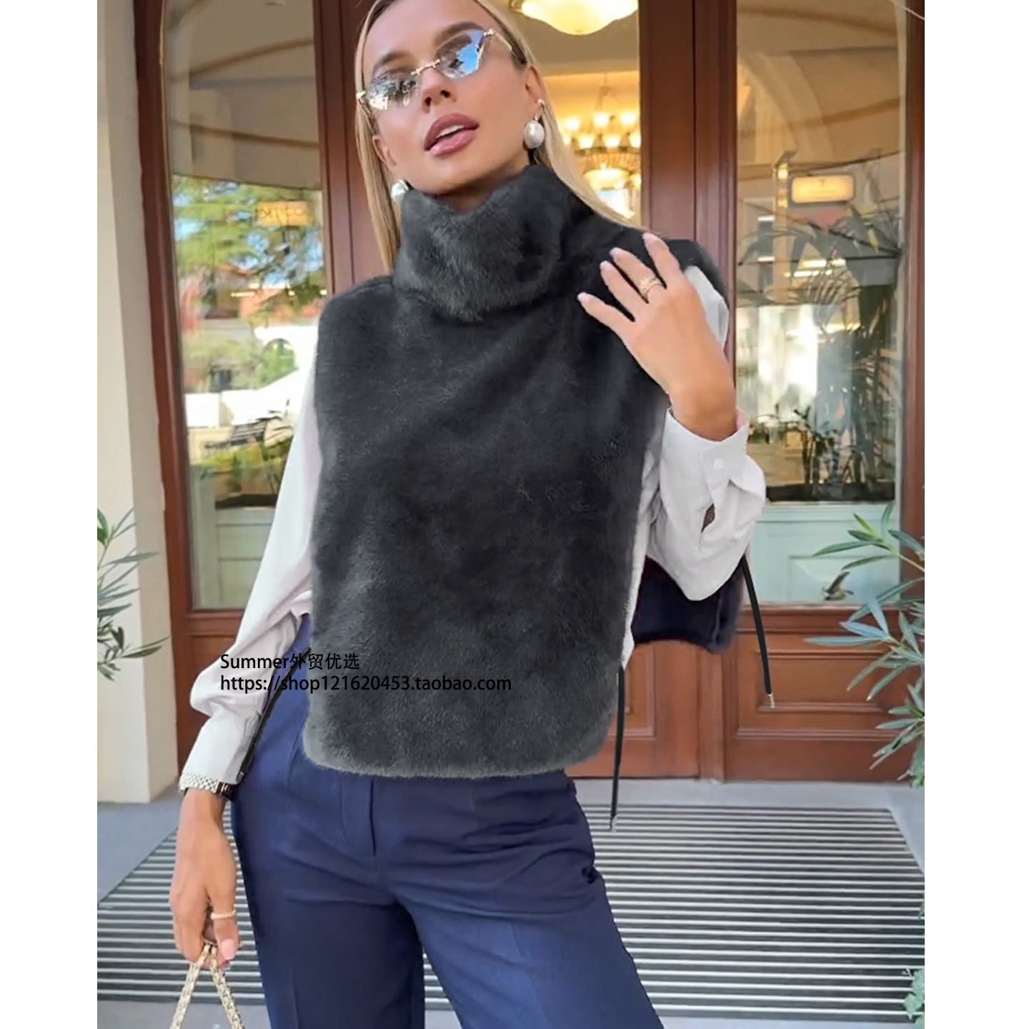 2025秋欧美时尚百搭毛毛坎肩背心