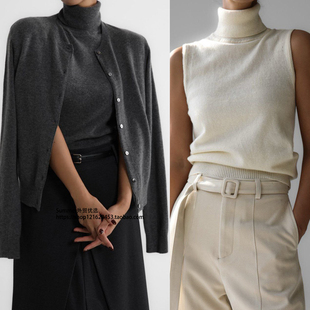 打底衫 无袖 High neck sweater 高领针织背心毛衣开衫 knitted 套装