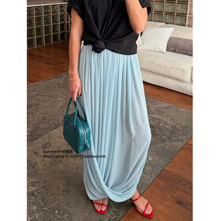 2025秋飘逸雪纺长款 Elegant chiffon skirt 半身裙设计感垂感长裙