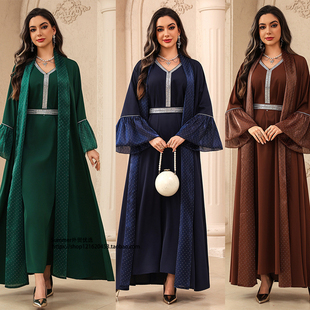robe 阿拉伯荷叶袖 set piece three 中东优雅三件套长袍 Arabic