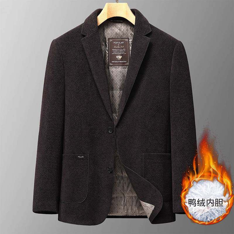 专柜品牌胖子哥2025冬季新款男装大码羽绒西服肥佬商务休闲加肥加