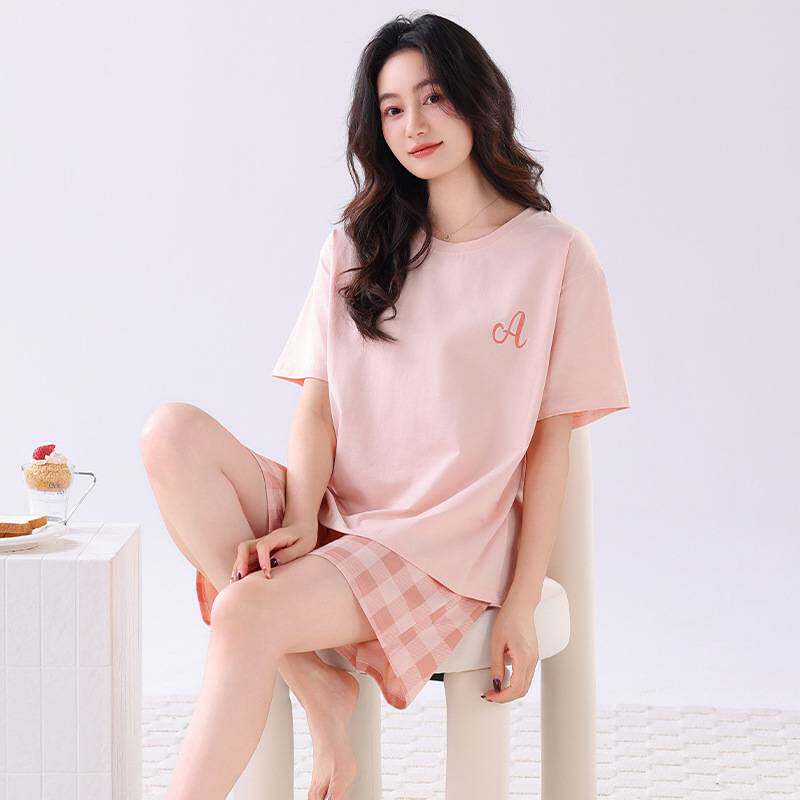 专柜官方睡衣女款2026新款夏季薄款莫代尔棉短袖短裤带胸垫凉感家