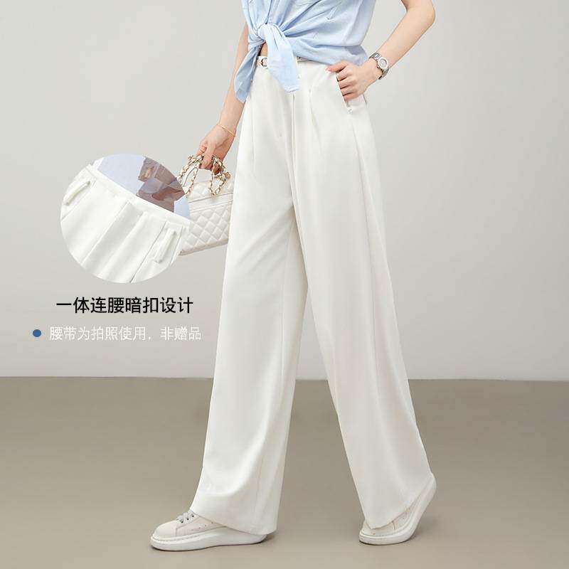 专柜官方高级感连腰阔腿裤女2026夏季薄款宽松垂感西装裤遮肉显瘦