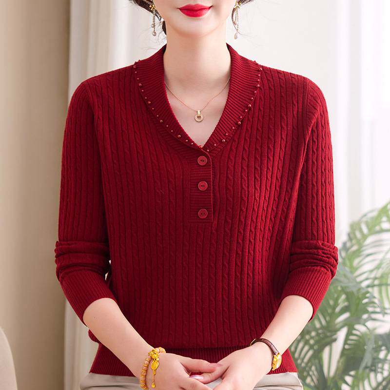 专柜官方中年妈妈秋装针织衫2026新款中老年女装春秋长袖打底上衣