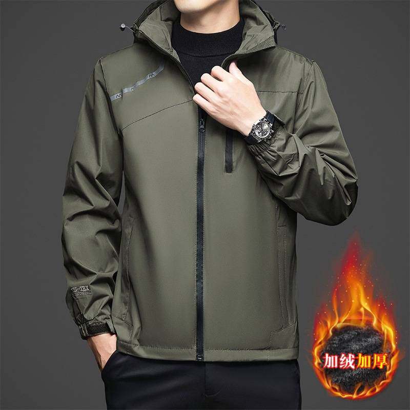 专柜品牌加绒加厚外套男士保暖冲锋衣夹克男上衣服冬季2025新款保