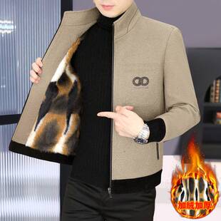 专柜品牌爆款新款高端品质男士貂绒夹克加绒加厚男士外套冬季毛呢