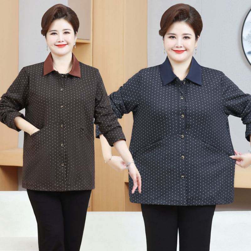 专柜品牌中老年人大码女装妈妈秋季加肥加大码中长款衬衫奶奶宽松