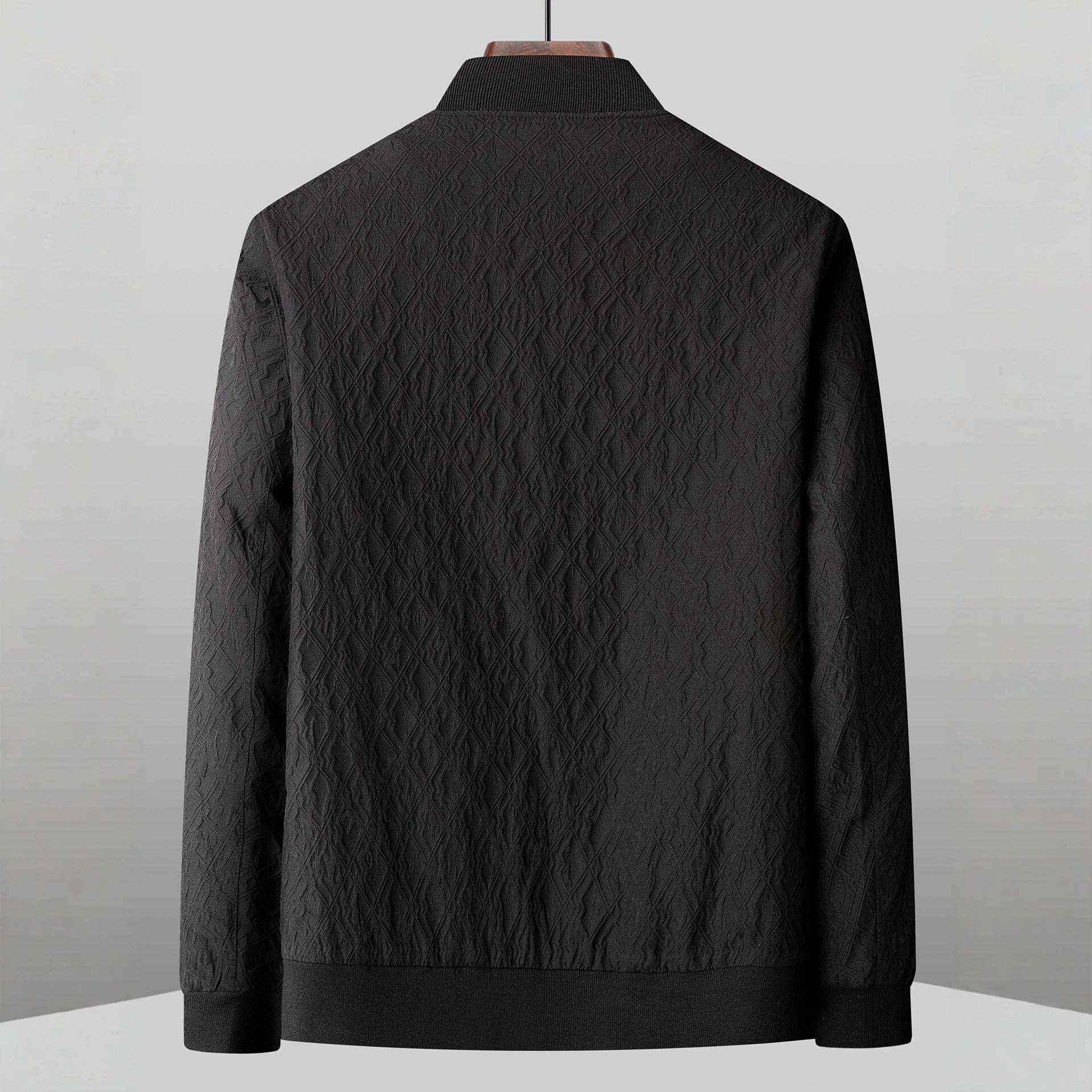 专柜品牌2026春秋款加肥加大码提花棒球服男立领夹克时尚休闲夹克