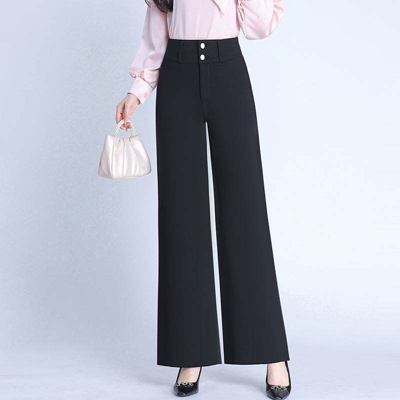 专柜品牌垂感窄版阔腿裤女春季2026新款高腰宽松小个子妈妈直筒长