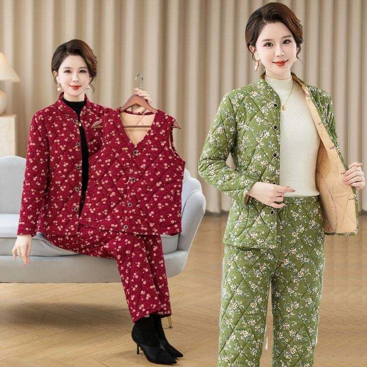专柜品牌中老年人睡衣女装加绒加厚冬装奶奶棉服套装太太居家衣服