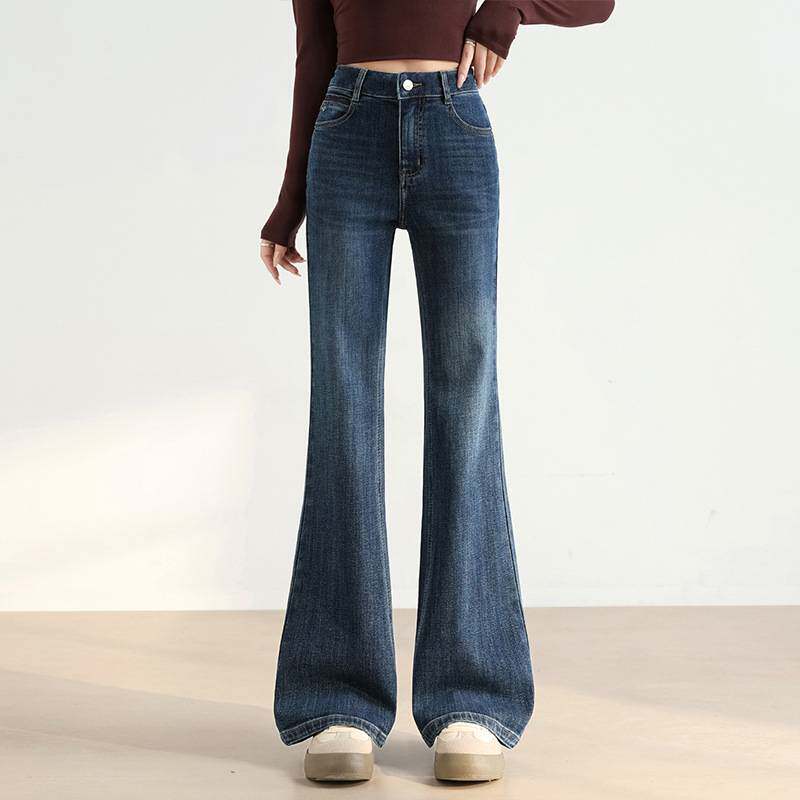 专柜品牌微喇牛仔裤女2026新款春季弹力小个子复古显瘦高腰喇叭裤
