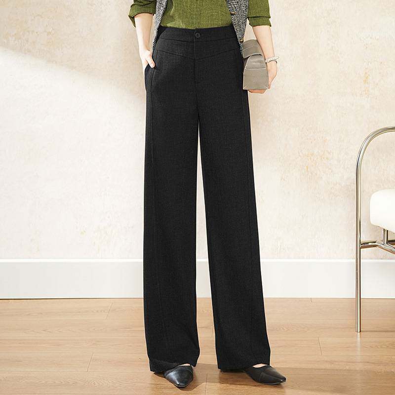 专柜品牌西装裤女春夏季新款灰色新品感高腰垂感显瘦气质直筒宽松