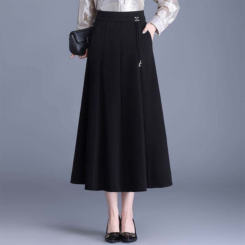 专柜品牌黑色垂感a字裙女春季2026新款高腰气质显瘦半身裙中长通