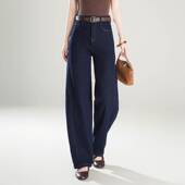 显瘦直筒裤 专柜品牌2026春季 女大码 牛仔裤 弯刀休闲遮肉拖垂感 新款