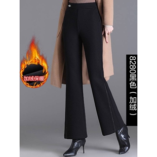 专柜品牌中老年女加绒加厚裤子妈妈冬装新款高腰直筒裤宽松休闲保