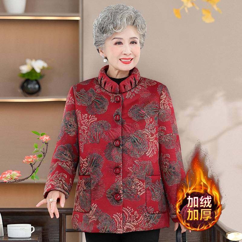 专柜品牌中老年人中国风奶奶装加厚棉衣妈妈装秋冬季老人老太保暖