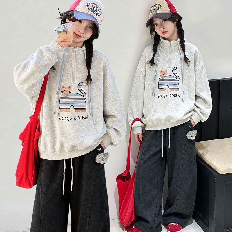专柜品牌跨境女童装秋季卫衣2026新款儿童春秋大童女装卡通洋气打