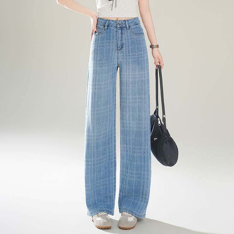 专柜品牌浅蓝色牛仔裤女春夏2026新款爆款高腰显瘦休闲窄版直筒阔