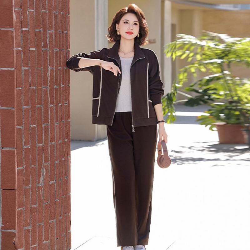 专柜品牌妈妈端庄大气运动套装中老年女式春秋外套中年妇女上衣气