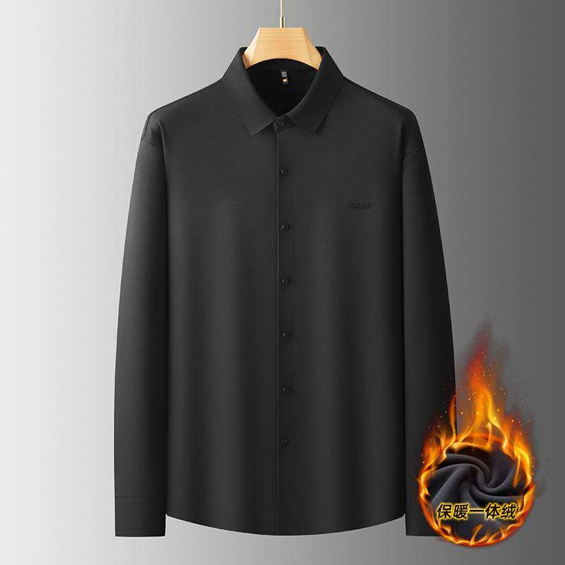 专柜品牌胖子哥2025大码男装商务免烫衬衫男加绒长袖衬衣冬季胖子