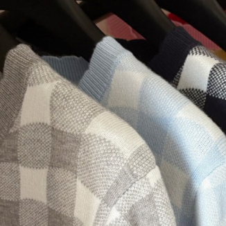 【老客入大厂】3-5天发女款小清新田园风提花格子棉针织开衫NG976