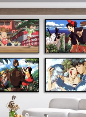 宫崎骏挂画可爱治愈动漫客厅卧室