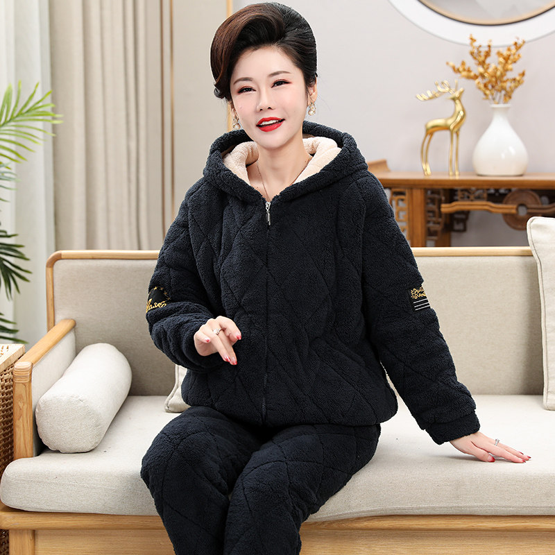 珊瑚绒夹棉睡衣女士冬季三层加厚中年妈妈保暖加绒家居服套装外穿,女士内衣/男士内衣/家居服,睡衣/家居服套装,淘宝优惠券,粉丝福利购,淘宝优惠卷