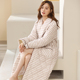 纯棉睡袍女士加厚连体睡衣秋冬季 保暖浴袍中年妈妈三层夹棉家居服