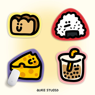 趣壳制作室人气原创卡通可爱鼠标垫加厚桌垫日系食物奶茶饭团芝士