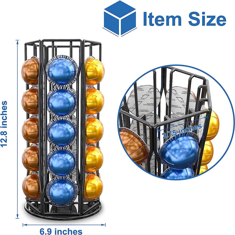 咖啡抽屉玻璃收纳40粒旋转置物架