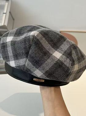 贝雷帽女秋冬英伦复古格
