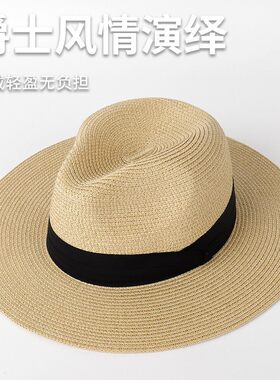 新款巴拿马草帽男女夏季