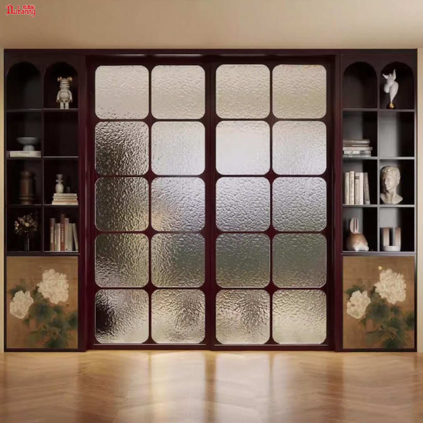 推拉门法式隔断中古客厅书房玻璃门玄关柜入户家用美式卧室隔断门