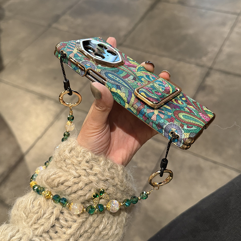 适用华为matex6手机壳折叠屏新款精选高档素皮防摔全包镜头高级硬壳Matex5典藏版保护套双中轴复古蓝绿图腾