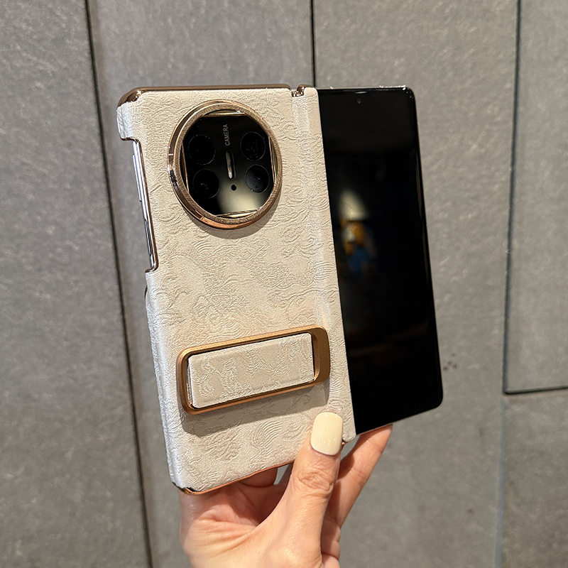 适用华为matex6手机壳折叠屏新款精选高档素皮防摔全包镜头高级硬壳Matex5典藏版保护套双中轴支架黑白云腾