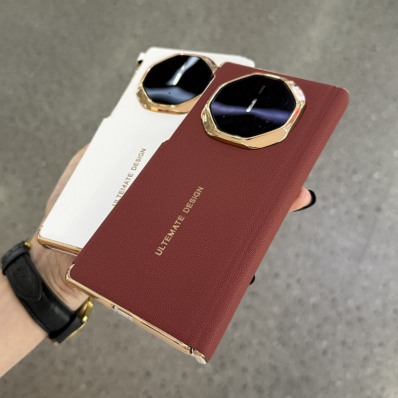 适用华为matexts手机壳三折叠屏新款Matext双中轴保护典藏版时尚真皮保护套简约高档电镀皮质后壳