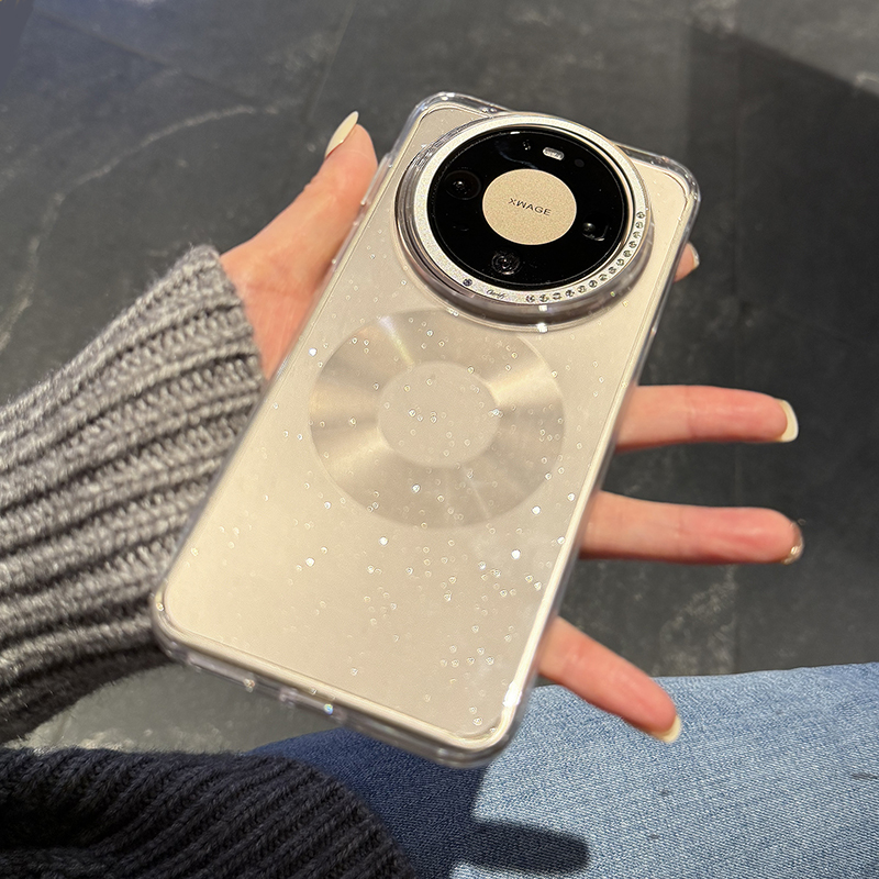 适用华为mate80pro手机壳新款透明闪粉Mate80promax保护套全包边防摔时尚奢华细闪银硬壳