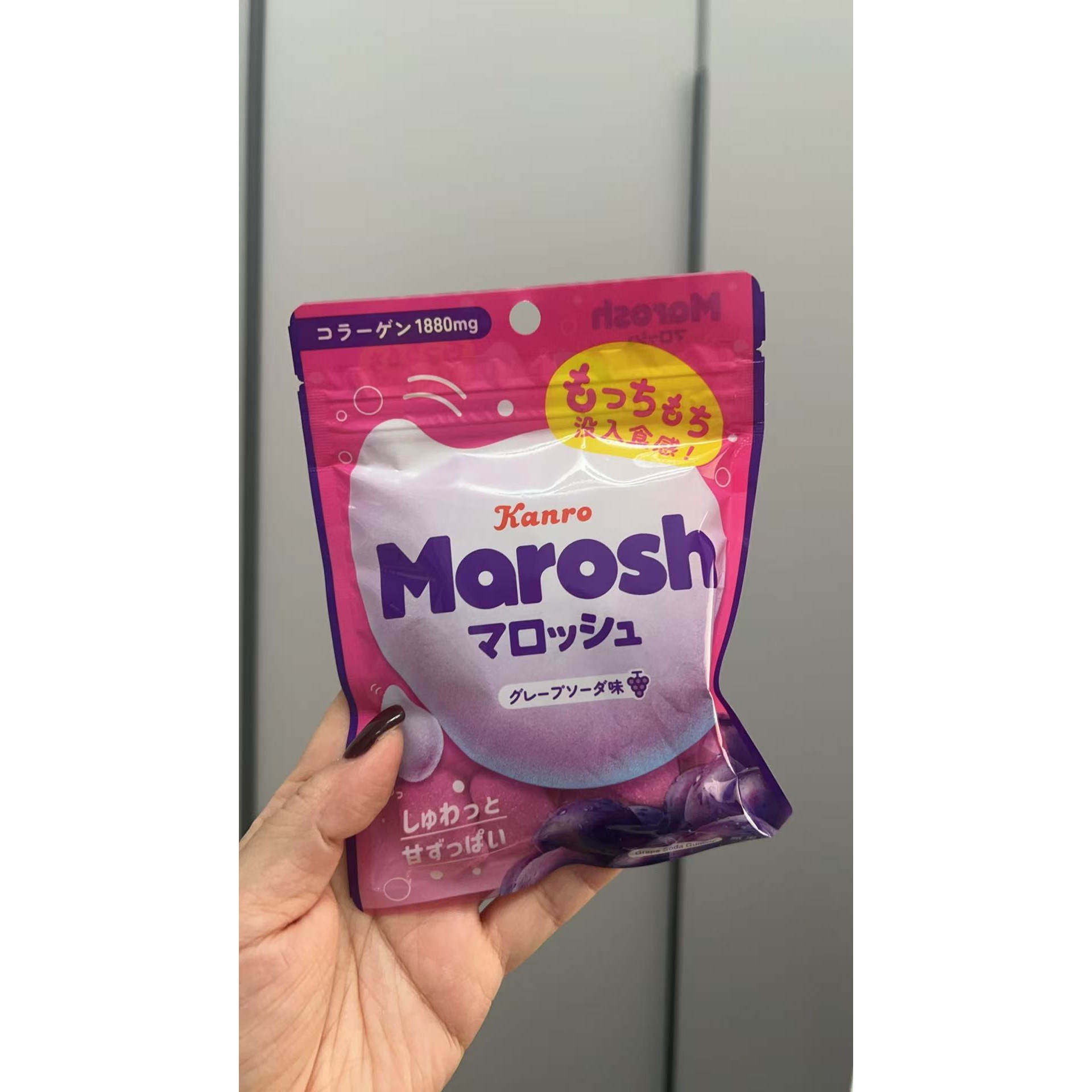 日本代购 KANRO甘乐marosh棉花糖水果酸味葡萄苏打软糖零食糖果