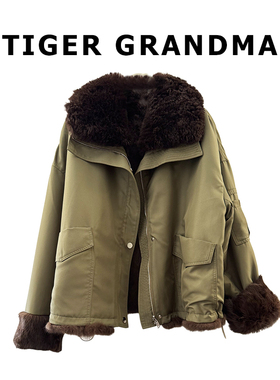 大奇TG 【又奢又飒】实用主义双面穿-羊羔毛兔毛皮毛一体派克夹克