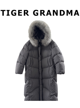 大奇TG【冬日氛围感】狐狸毛连帽宽松长款羽绒服-90新国标白鸭绒