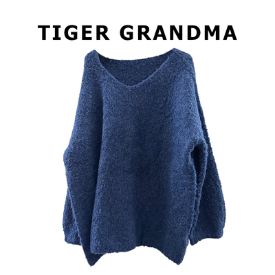 大奇TG 圈圈纱｜肌理与温暖-慵懒随性羊毛混纺宽松V领大毛衣