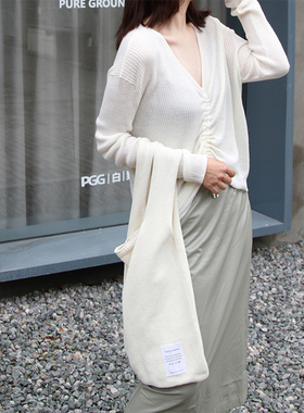 大奇TG  好看百搭的ins风白色针织包 大容量毛线包手袋北欧