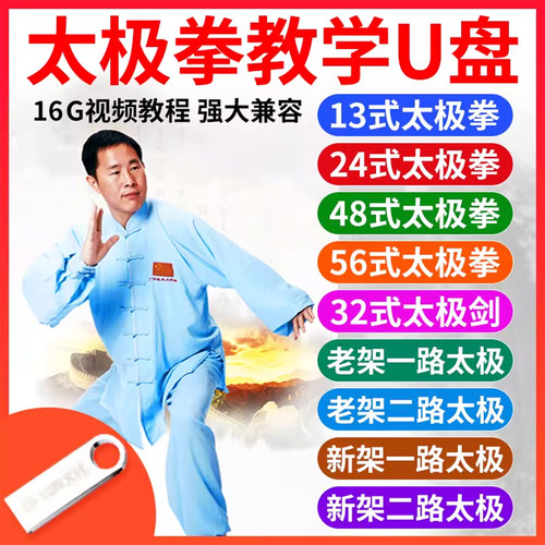 陈氏陈式太极拳视频教程24式32式太极剑新架老架太极u盘优盘