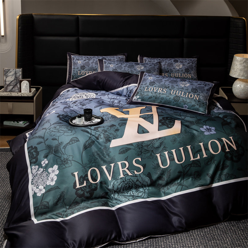 小红书推荐水洗真丝床上四件套冰丝被套丝滑裸睡床单欧式简约床笠