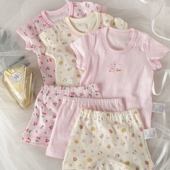 公主衣橱夏季 蛋糕兔 内裤 小女孩儿童纯棉内衣超薄短袖 上衣平角内裤